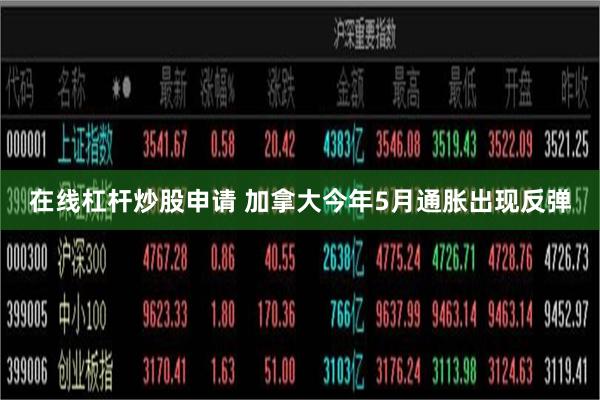 在线杠杆炒股申请 加拿大今年5月通胀出现反弹